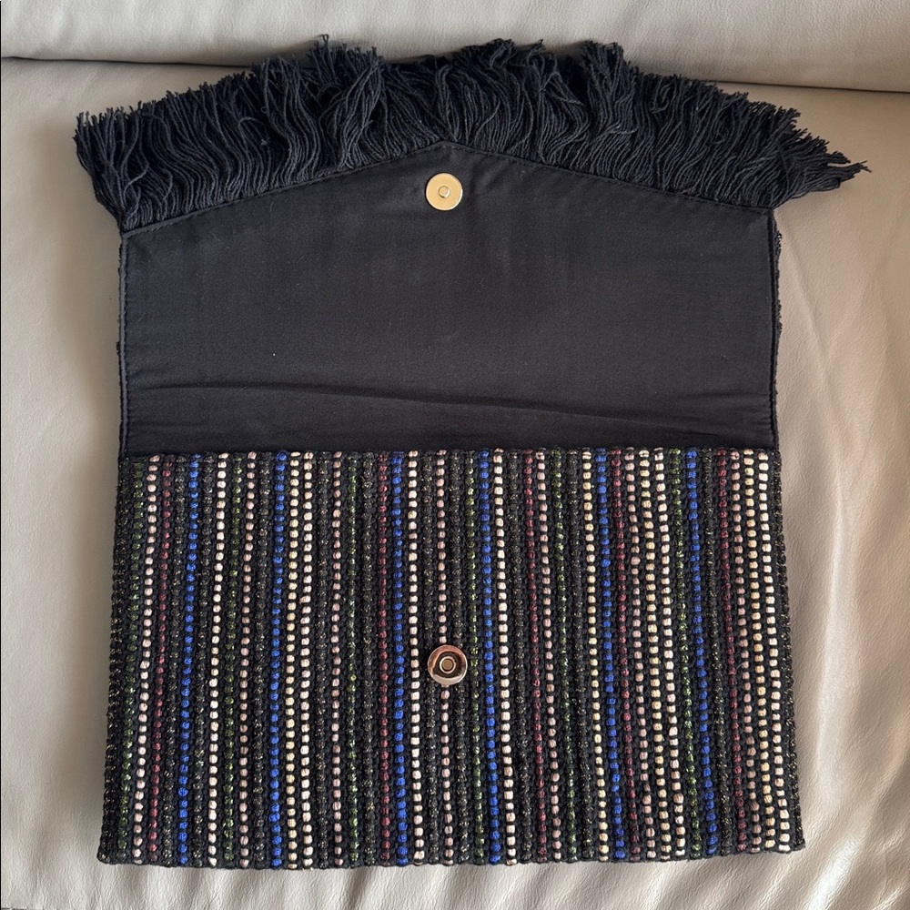 Stella & Dot Boho Black Fringe Clutch - Picture 3 of 5